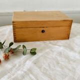 Small wooden storage chest box with keyless lid