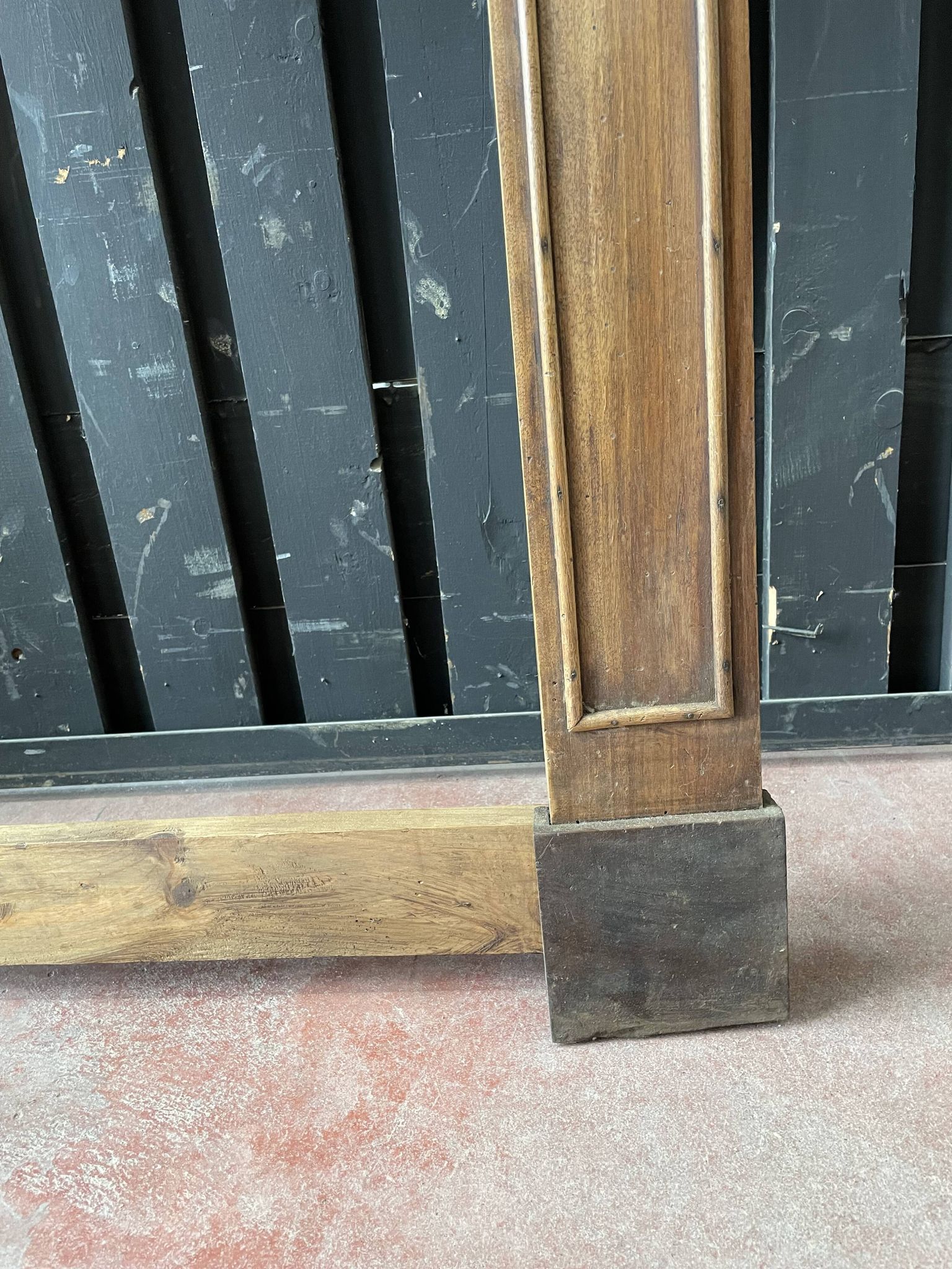 Front or frame or facade of fireplace of the nineteenth century in walnut wood carved by hand.