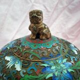 Pot covered in enamelled bronze