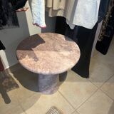 Round Red Angelo Travertine Side Table, by My Habitat Design
