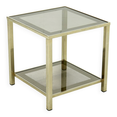 Table d'appoint à deux niveaux plaquée or de Belgo Chrom, années 1970