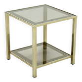 Table d'appoint à deux niveaux plaquée or de Belgo Chrom, années 1970