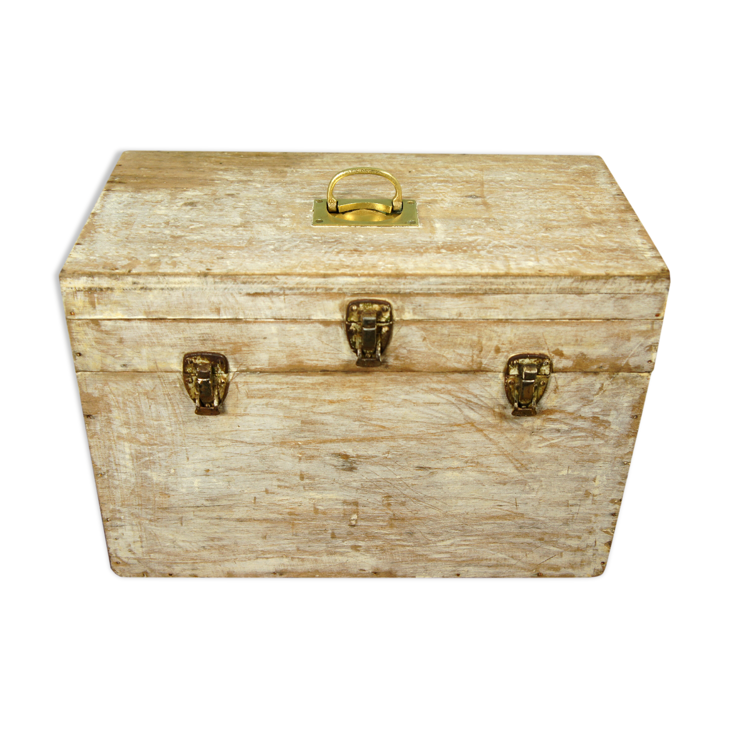 Wooden box & old brass 3 levels