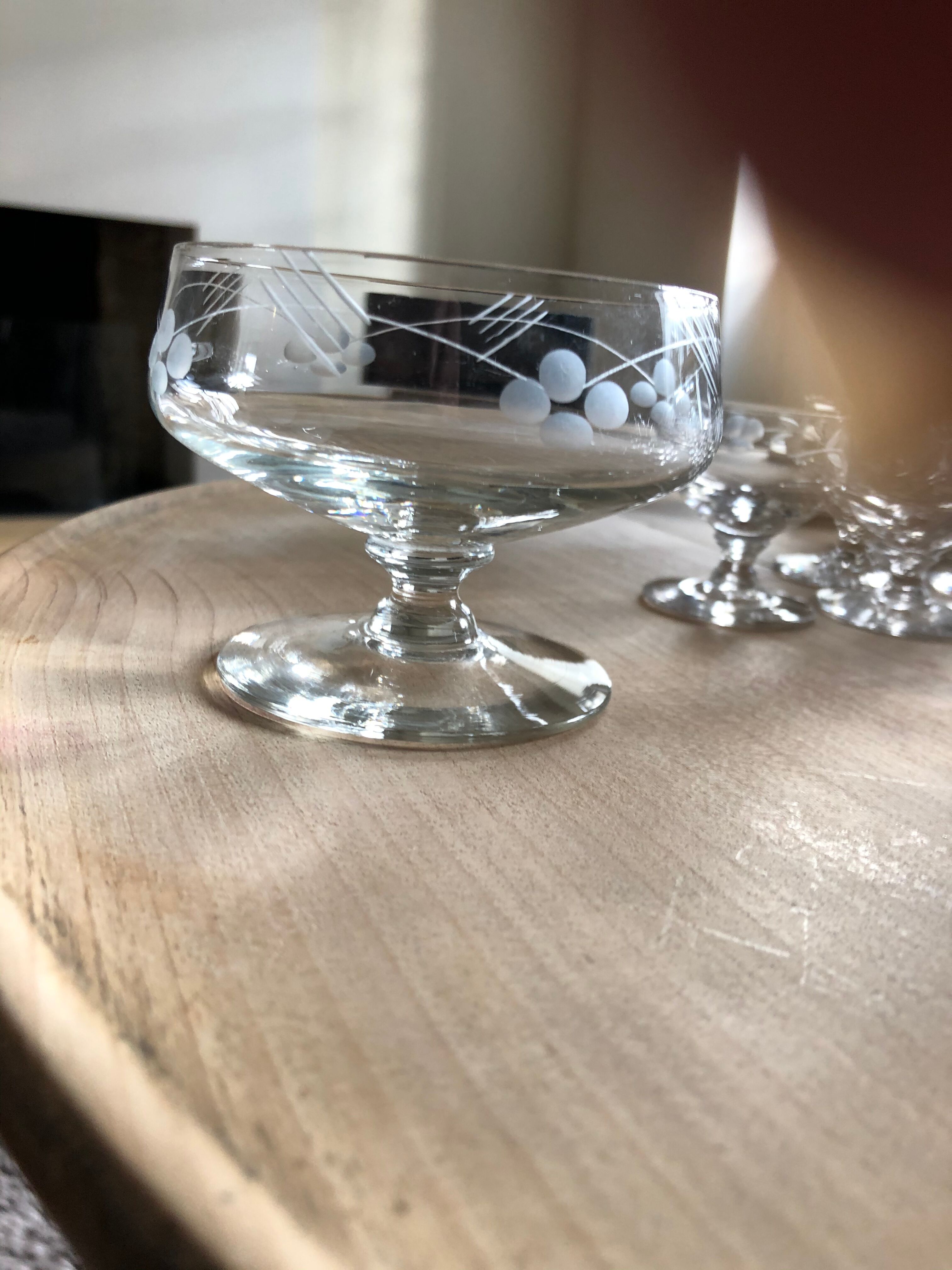 Lot champagne glasses and digestive glasses