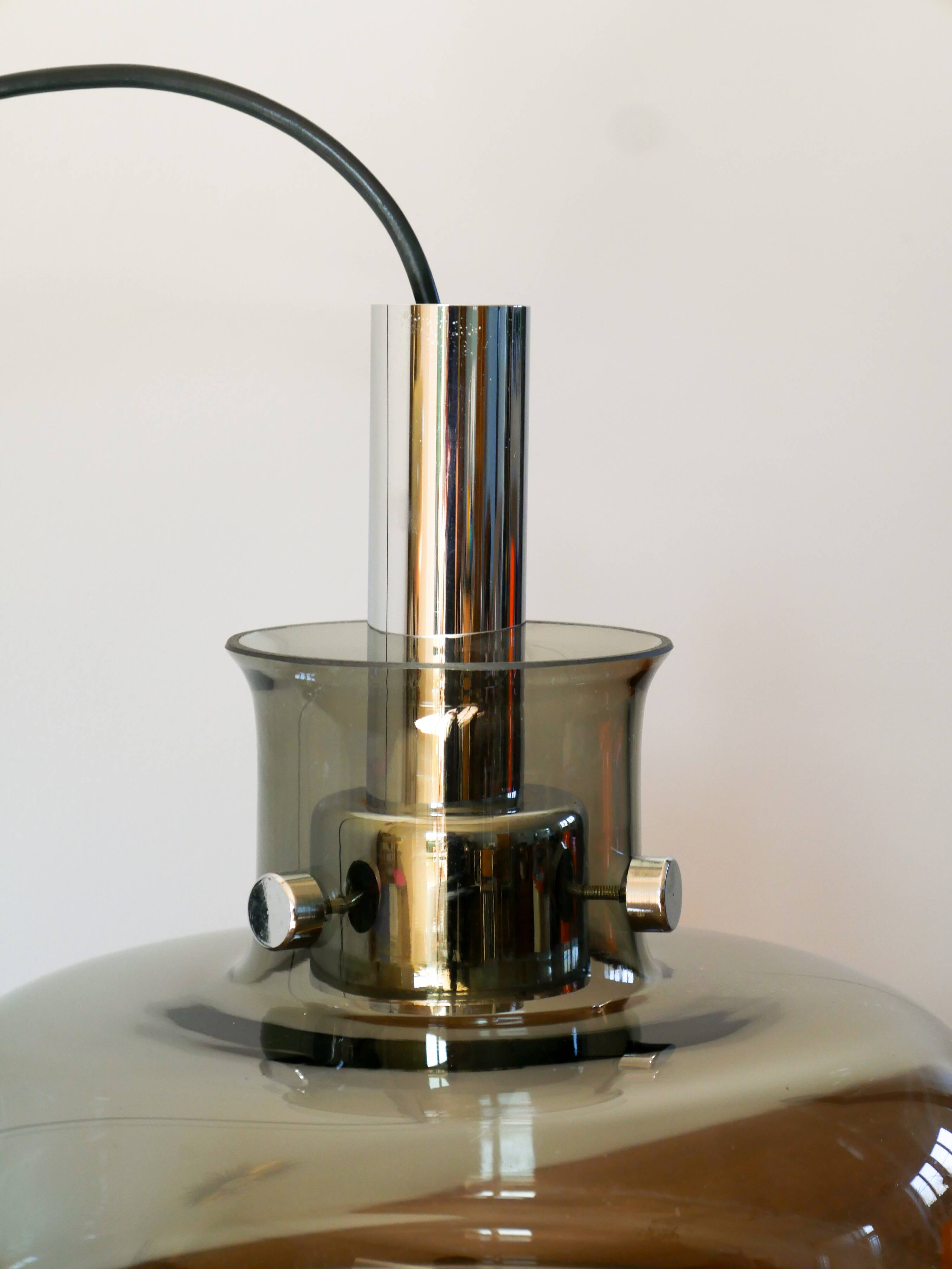 Smoked glass suspension and globe, Design, 1970