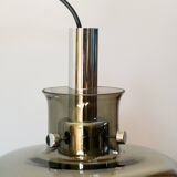 Smoked glass suspension and globe, Design, 1970