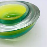 Cendrier flavio poli, murano, vert/jaune, seguso, 1970