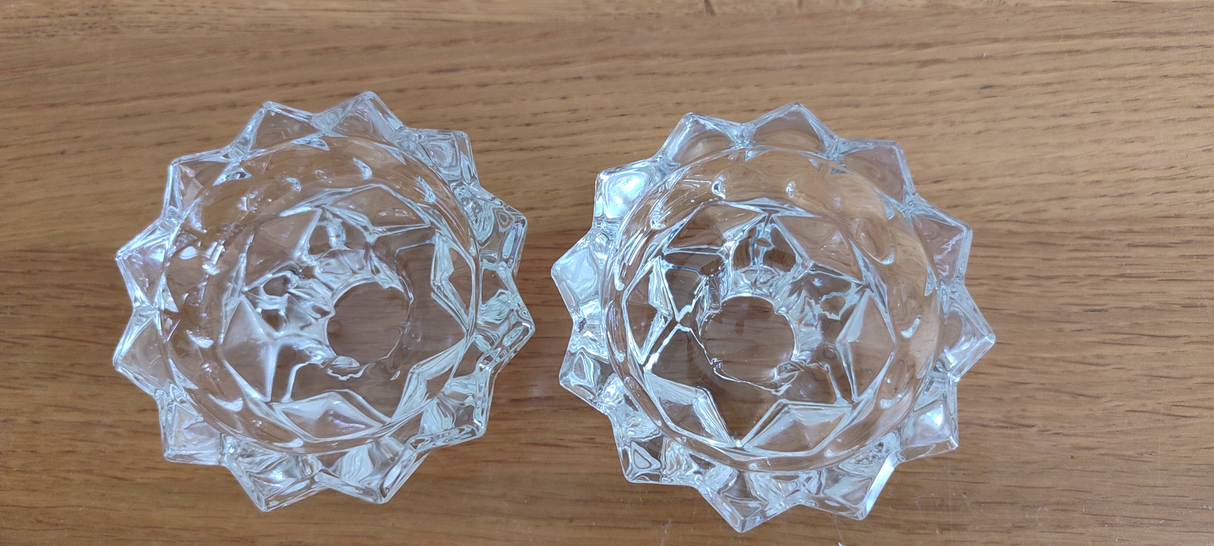 Lot of two crystal candle holders.