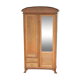 Art Nouveau wardrobe in blond wood with beveled mirror (circa 1909).