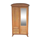 Armoire Art Nouveau en bois blond avec miroir biseauté (vers 1909).
