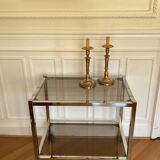 80s chrome and smoked glass trolley