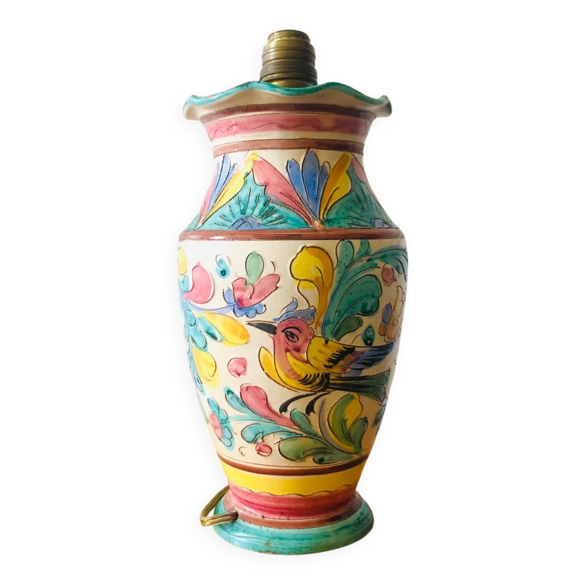 Majolica Italy ceramic lamp base