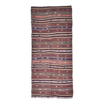 Tapis Kilim Vintage Rouge Bleu 5x11 149x326Cm