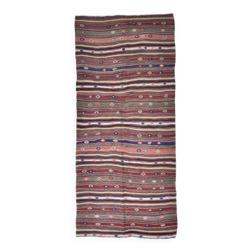 5x11 Red Blue Vintage Kilim Rug 149x326Cm