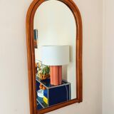 Large Scandinavian style arc wall mirror in bamboo