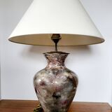 Grote gepatineerde glassen tafellamp van Laque Line jaren 1970