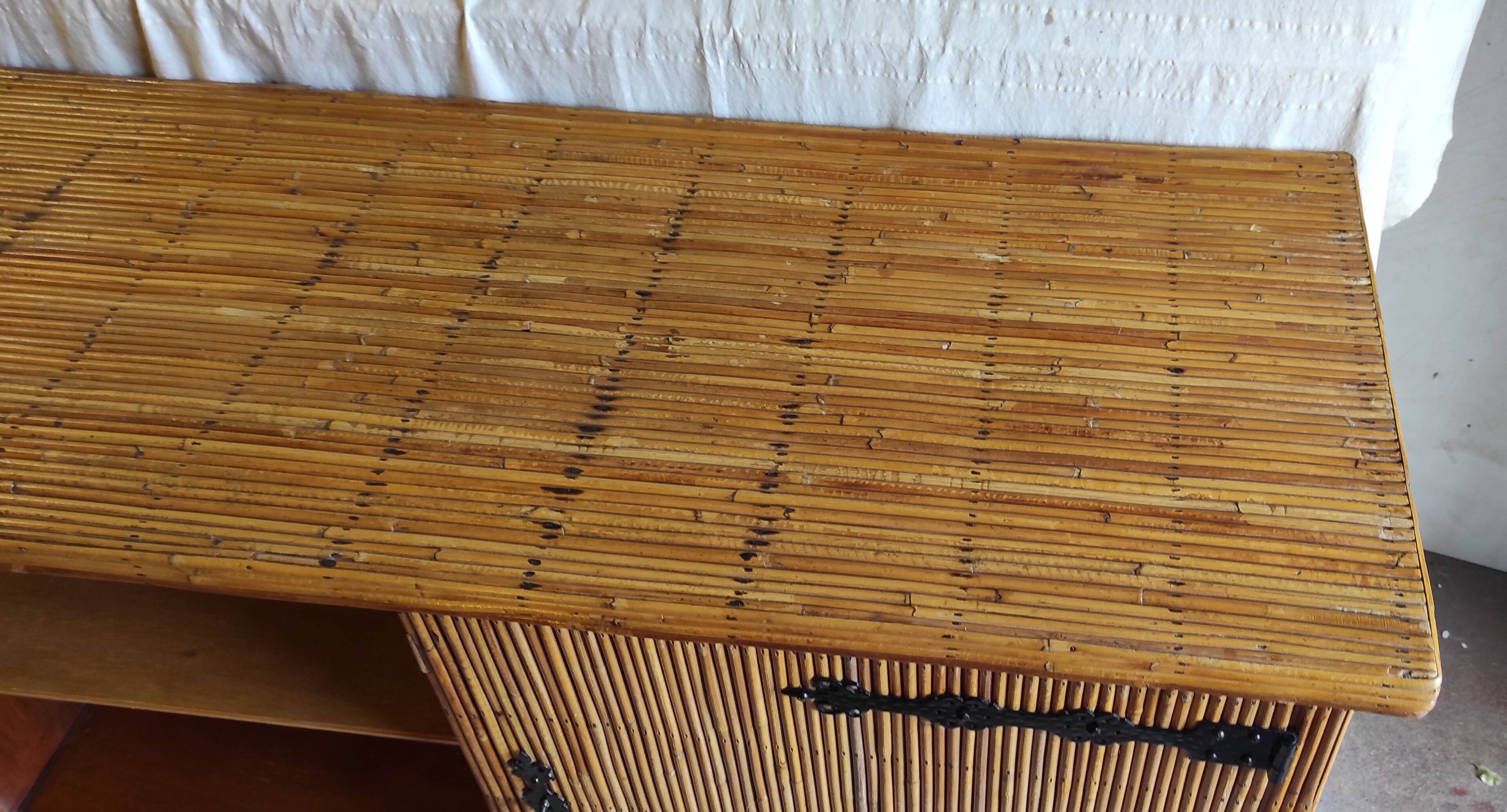 Rattan and bamboo sideboard in the style of "Le doux Minet" - 1960s/70s