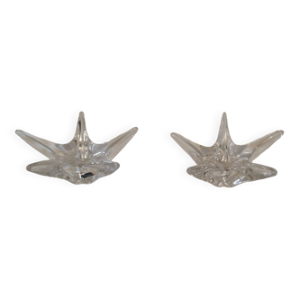 Set of 2 "Daum" starfish candle holders (large model)