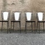 Series of 4 metal and formica chairs 1950/1960