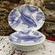 Plates and dish, fish service with cobalt blue decoration.