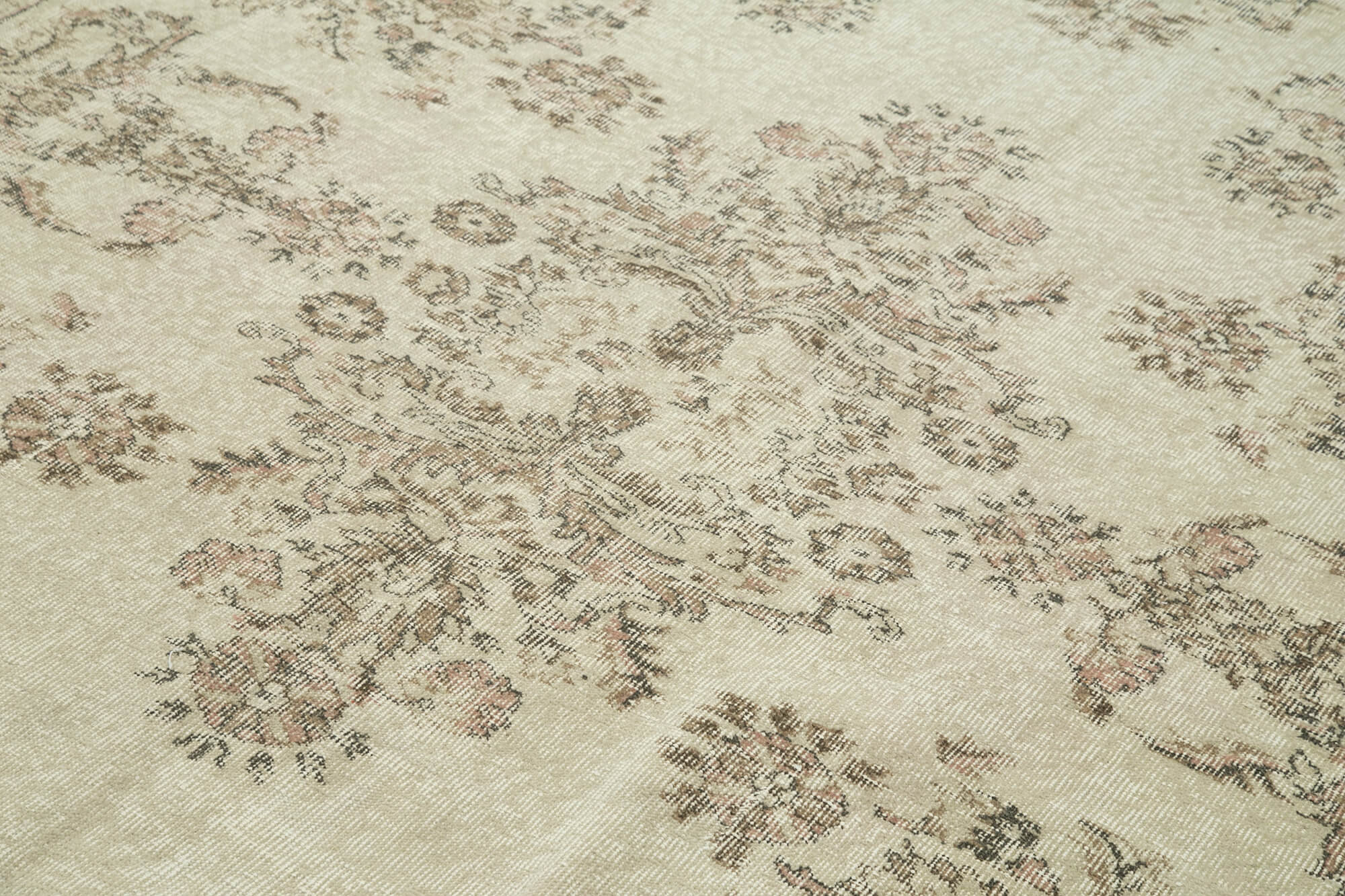 Handwoven antique anatolian beige carpet 205 cm x 286 cm