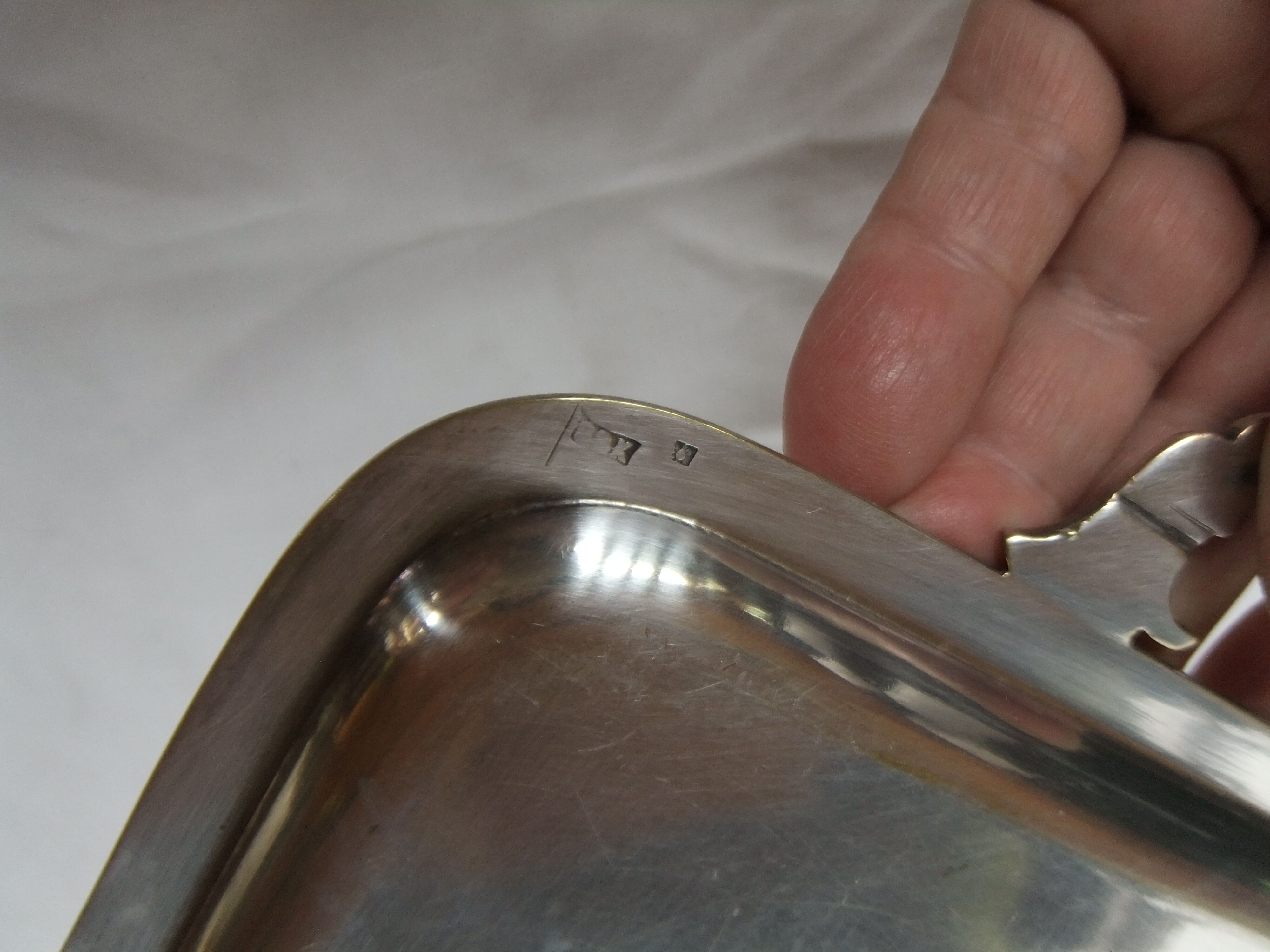 Serving tray with liqueur or other silver metal old art nouveau hallmark