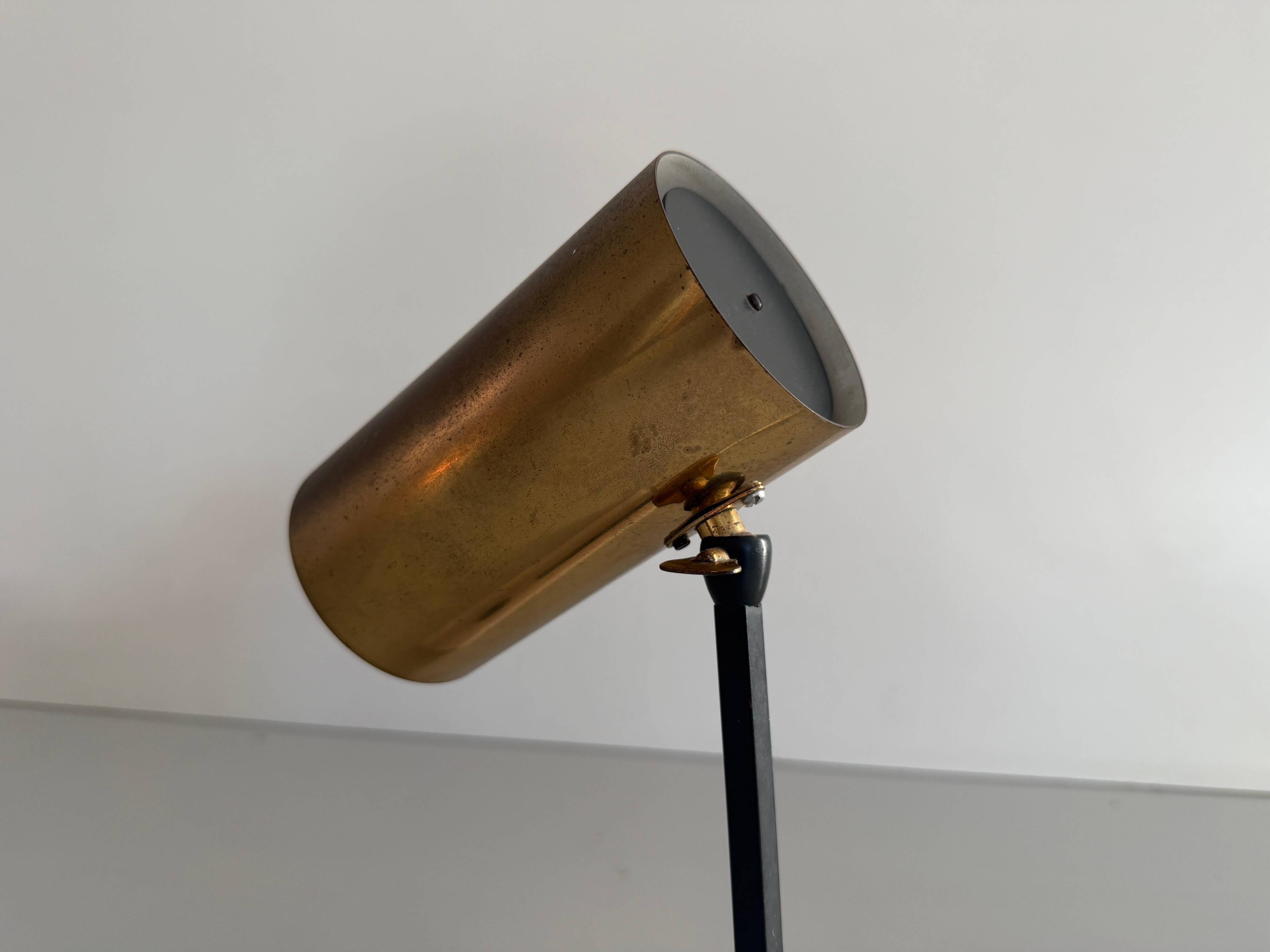 Lampe de bureau minimaliste à tête en laiton et base en marbre, années 1960, Allemagne