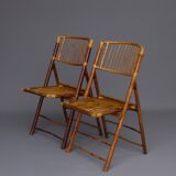 Vintage Bamboo and Rattan Folding Chairs, 1970s, Set of 2