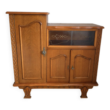Vintage oak library and display cabinet