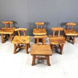 Vintage sculptural brutalist dining chairs, set of 6 - 1960s