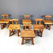 Vintage sculptural brutalist dining chairs, set of 6 - 1960s