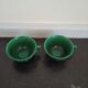 Pair of green ceramic cups K G Lunéville antique