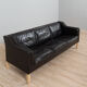 Mogens Hansen black aniline 3 seater sofa from the 70s.