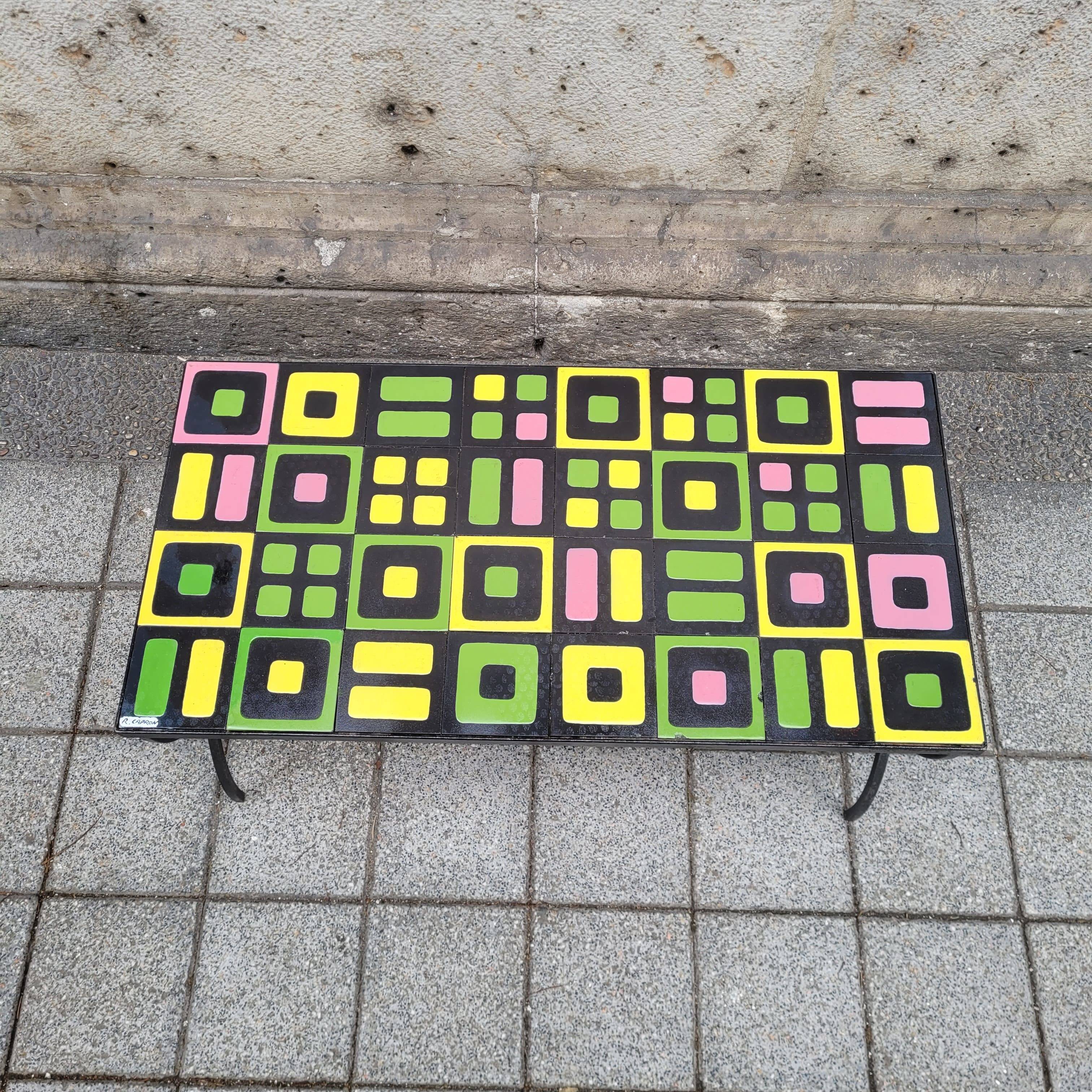 Coffee table, Vallauris ceramic, Roger Capron, 1960s