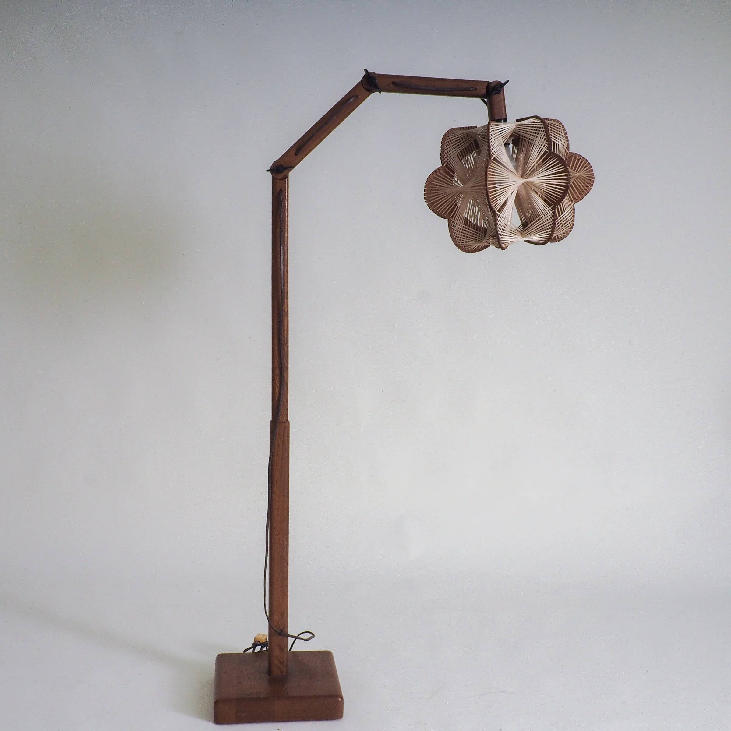 Vintage Danish floor lamp with woven shade