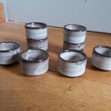 8 egg cups or snail cups in flamed stoneware