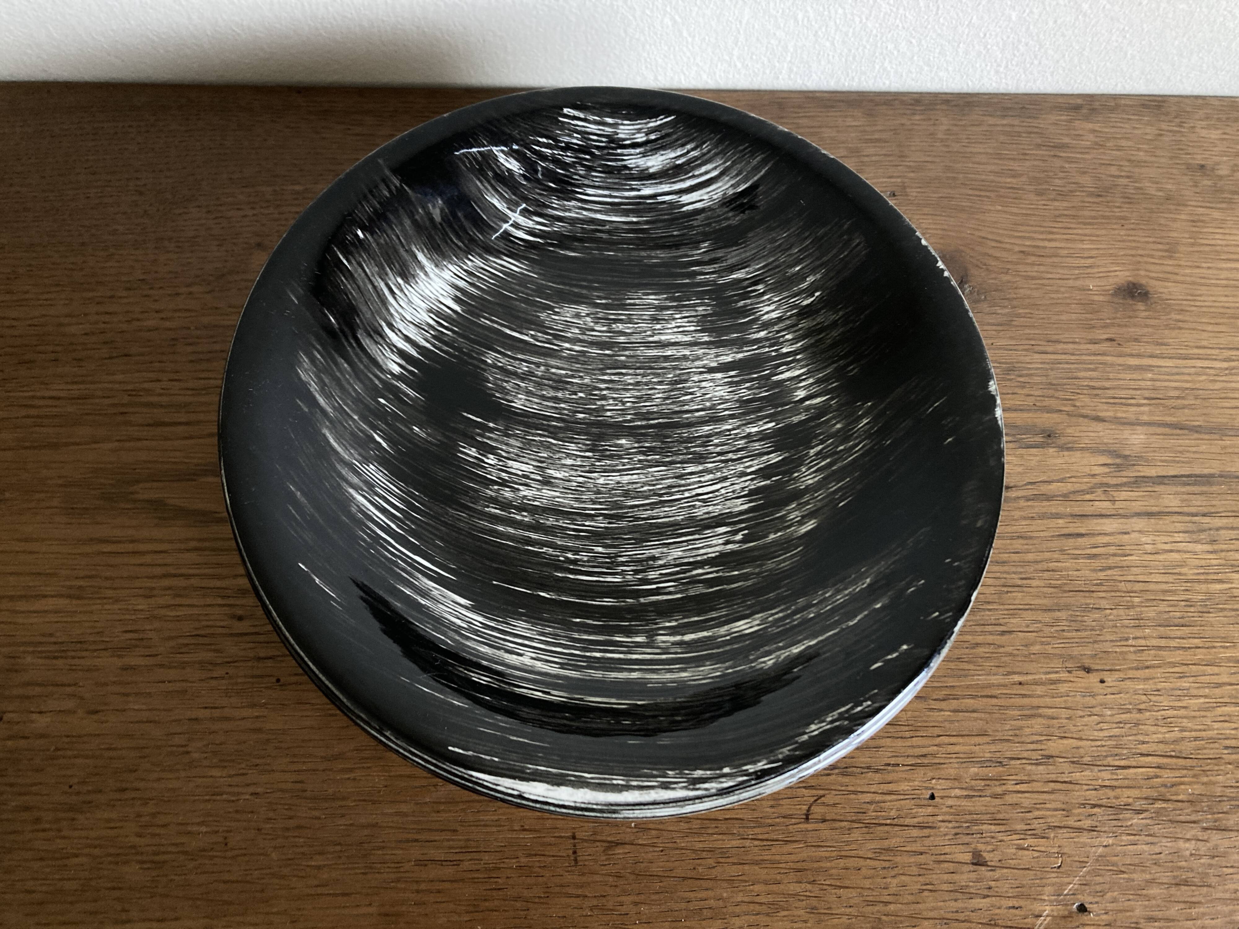 Set of 6 salins 1960s golfe juan black calotte plates