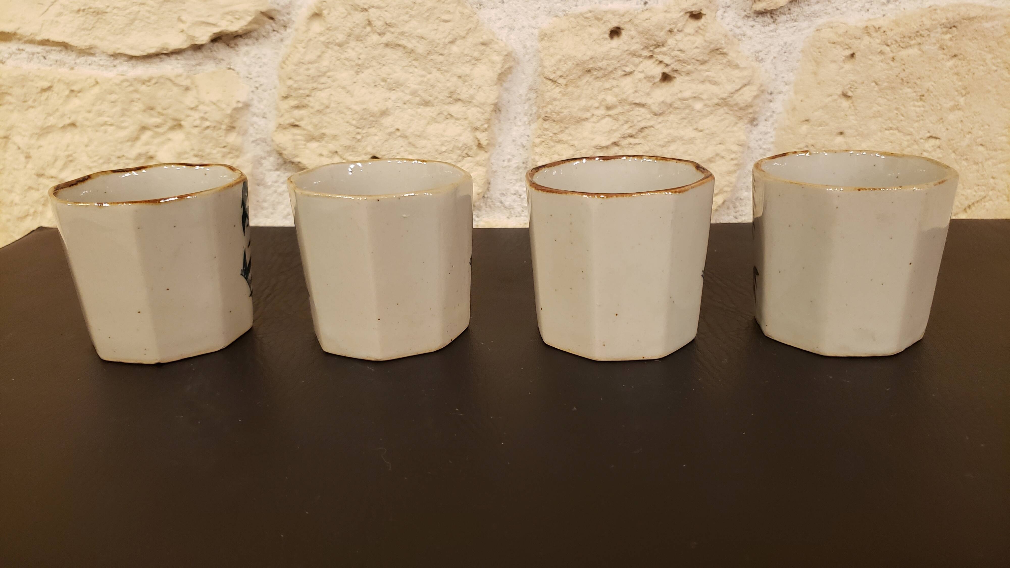 4 vintage stoneware teacups