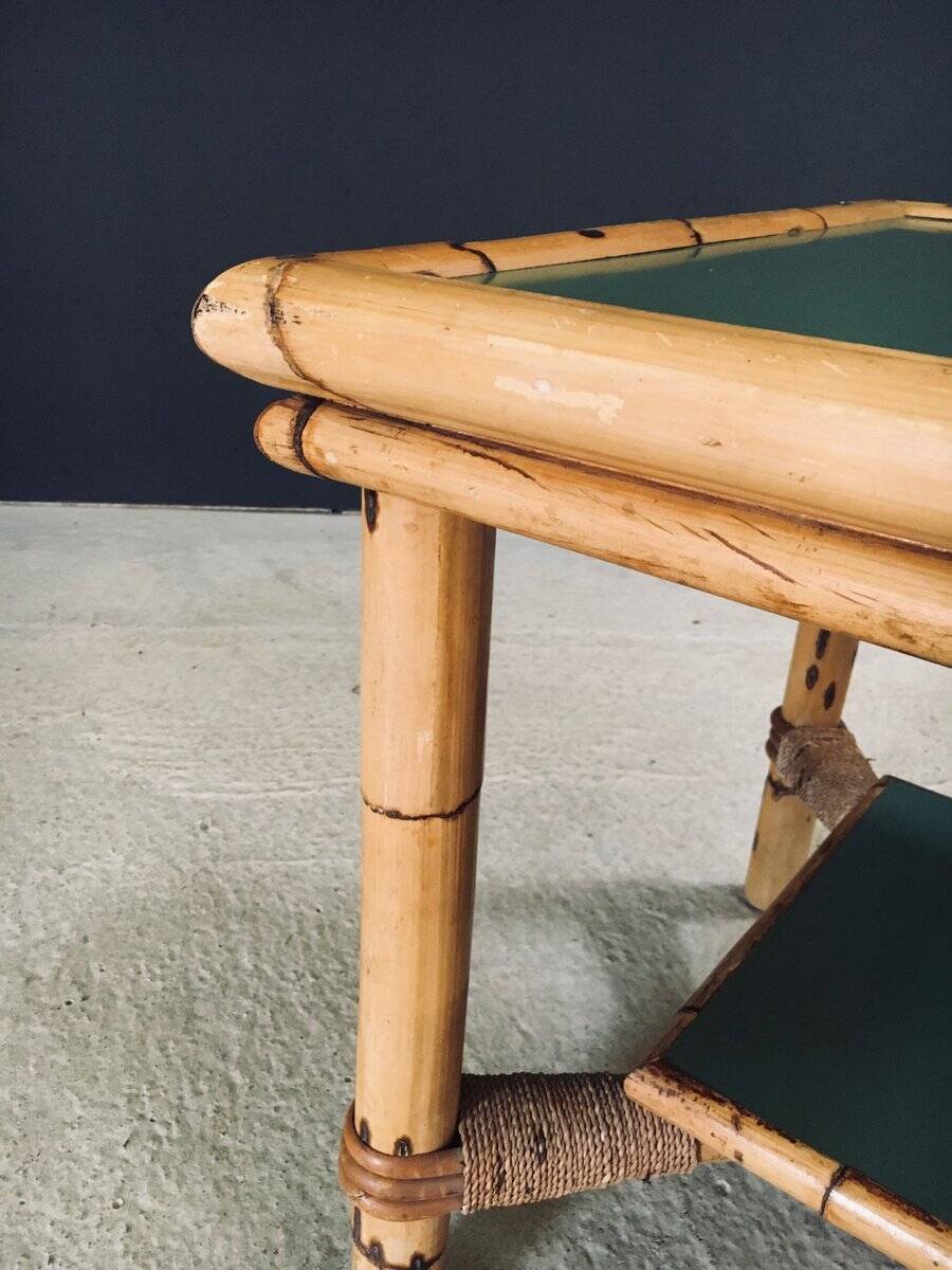 Mediterranean Bamboo Side Table in the style of Audoux Minet, France, 1950s