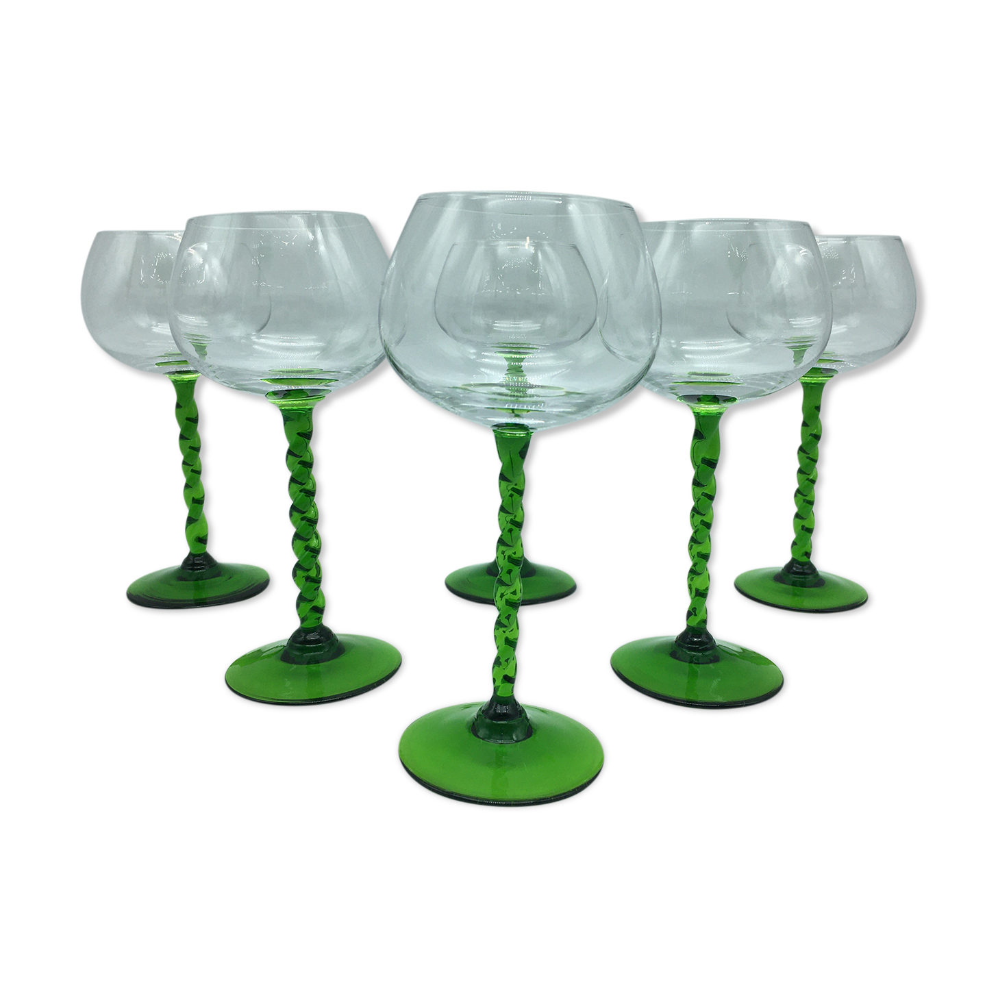 6 wine glasses with crystal twisted foot