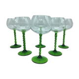 6 wine glasses with crystal twisted foot