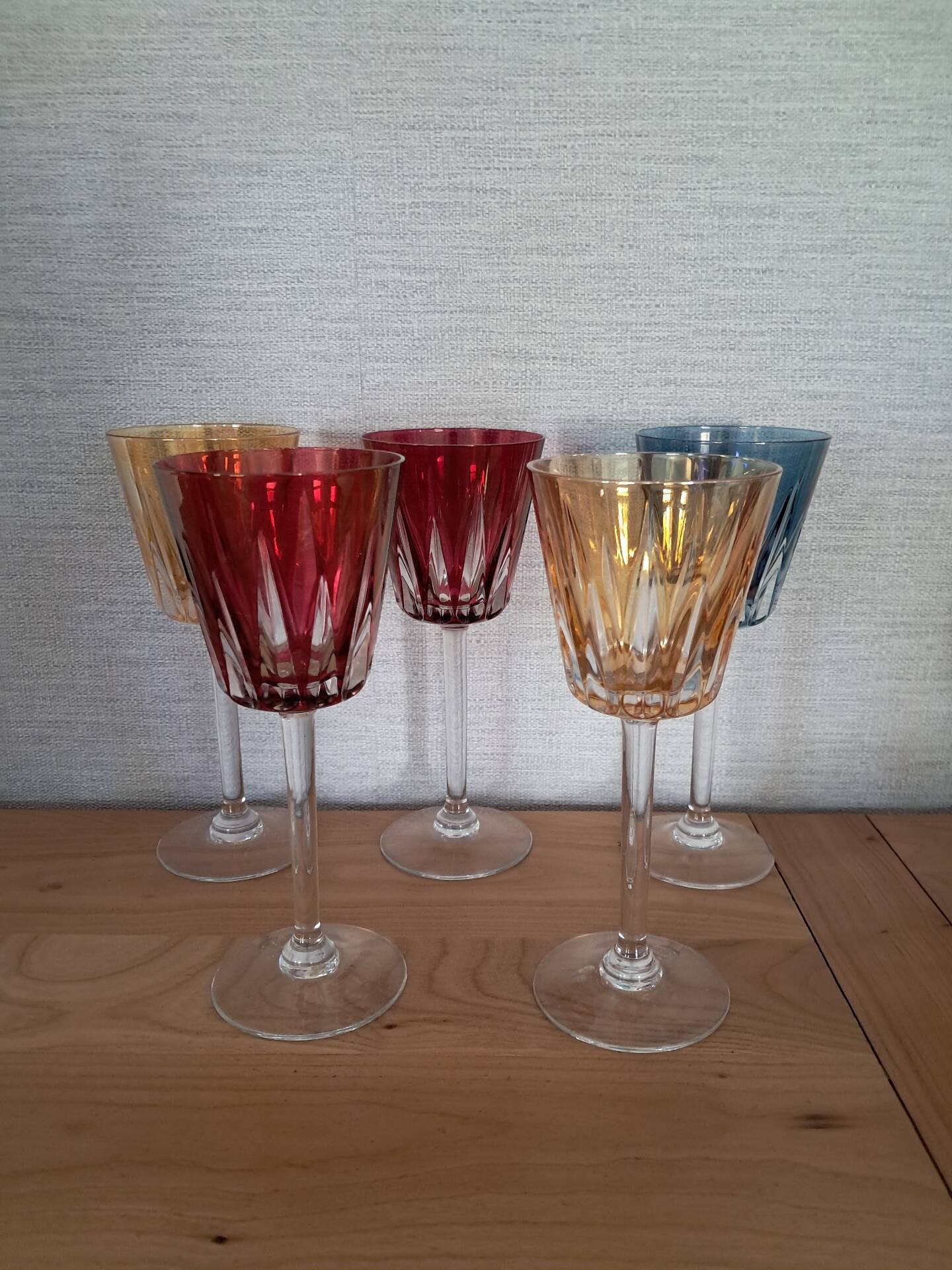 5 verres en cristal de Fains les source de la Meuse