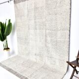 7x10 Brown White Handmade Turkish Vintage Rug 209x298Cm