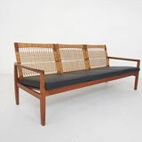 Hans Olsen for Brdr Juul Kristensen, rattan backed sofa, Denmark 1950s