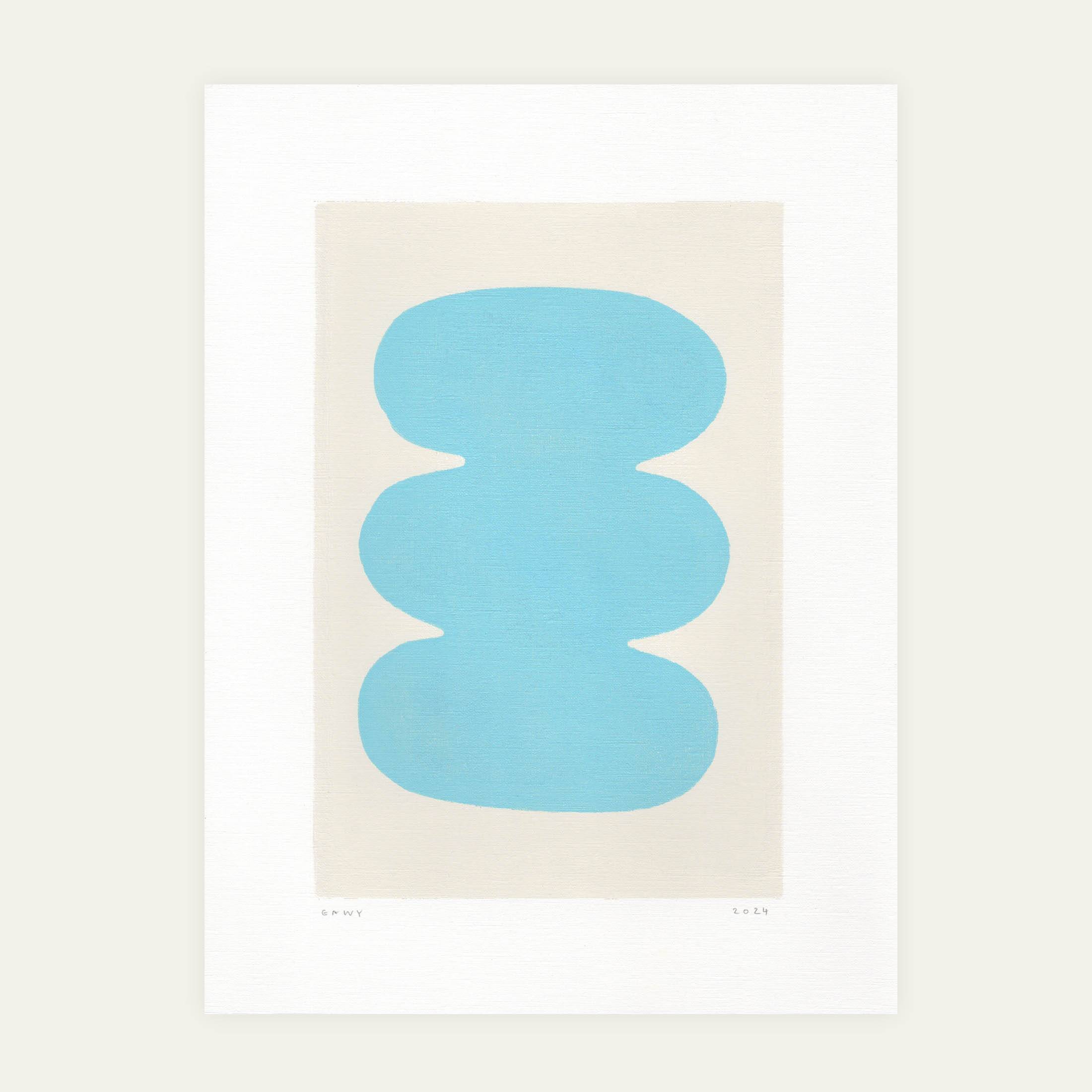 Abstract painting 30x40 light blue illustration signed Eawy