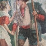 Painting "a warm welcome" by Eugène François DE BLOCK in 1881
