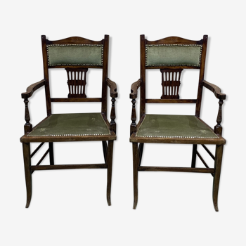 Pair of English beech armchairs from the 1930s