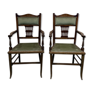Paire de fauteuils anglais en hêtre