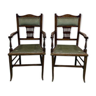 Pair of English beech armchairs from the 1930s