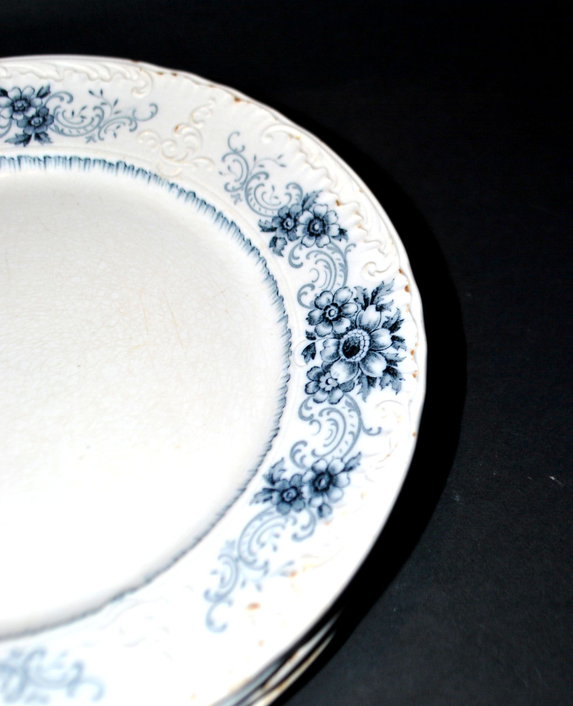 Sarreguemines set of 4 antique Aïda flat plates in earthenware from Sarreguemines U&C 19th century.